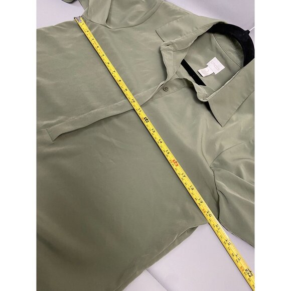 Chico's Green Tunic top Womens size Medium Career office Flowy solid Long Sleeve - Picture 7 of 12